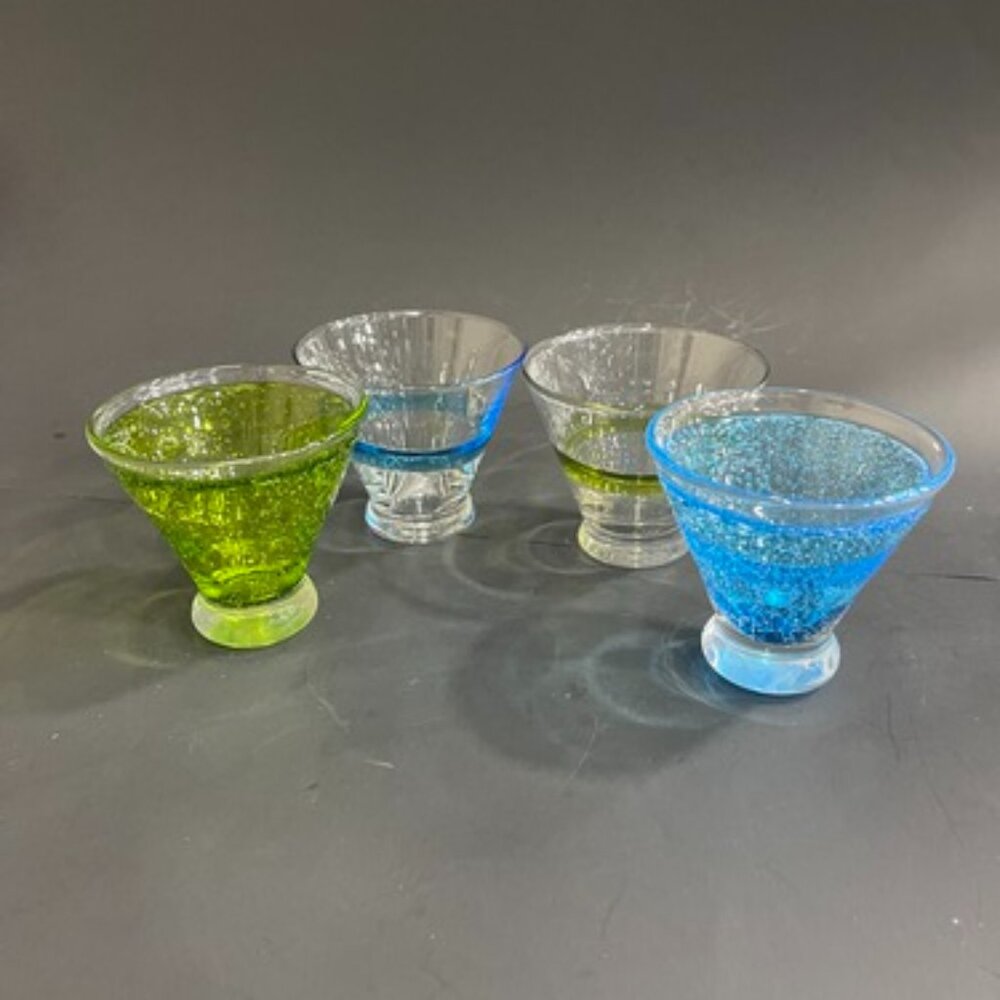 4 Hand Blown Bubble Glass Stemless Martini Anthropologie Glasses
